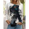Sugar Skull Pattern Womens Long Sleeve Shirt Day of the Dead Shirts Summer 3D Printed Tops y2k Gothic style Women's Clothing