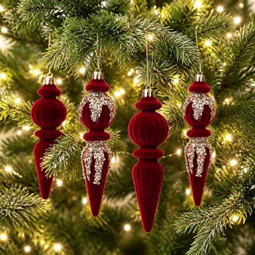 Sparkling Christmas Flocked Balls Set Flocked Hanging Decorations Christmas