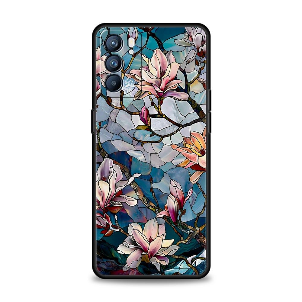 Phone Case For Oppo Reno13 Reno12 Reno11 F Reno10 Pro A54 A53 A95 A76 A74 A57 A98 A80 A79 5G A78 4G Cover Flower Marble Geometry