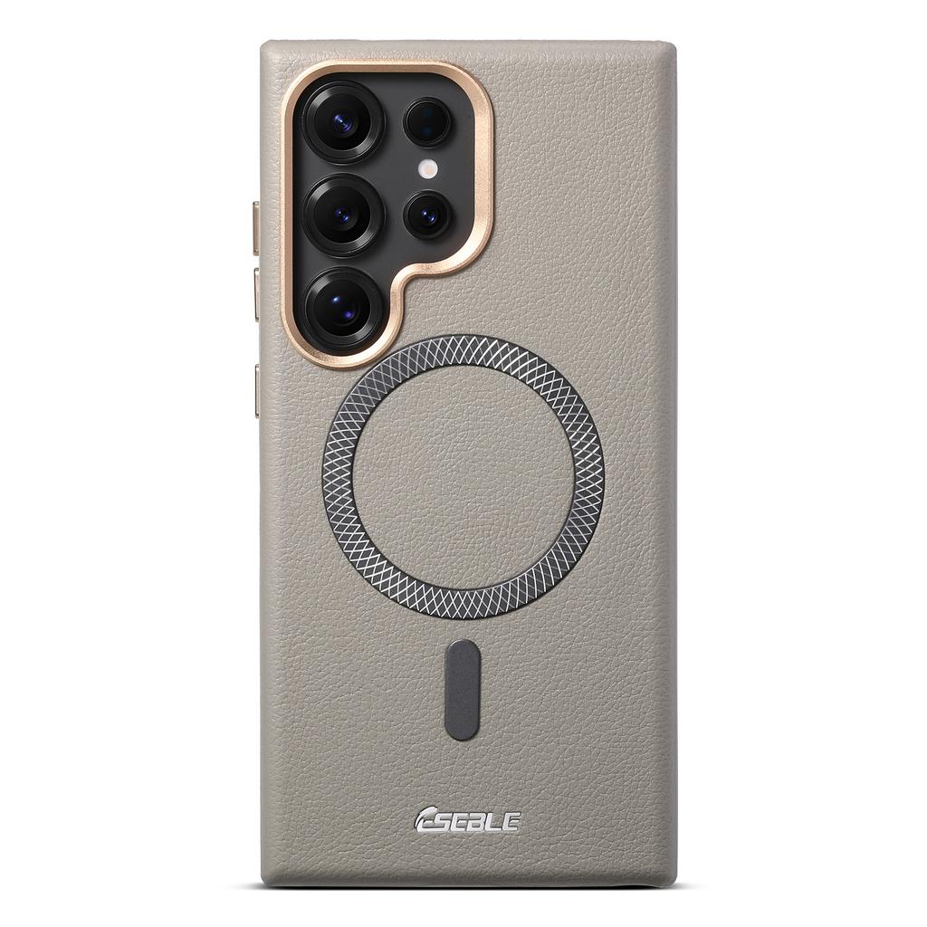 Lychee Leather Pattern Case For Samsung Galaxy S25 S24 Ultra S25 Plus Magsafe Magnetic Wireless Charging Luxury Shockproof Cover