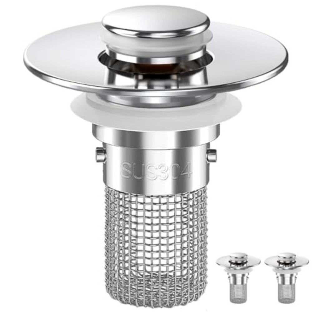 Stainless Steel Bathroom Sink Drain Strainer Removable Basket Drain Stopper Shower Sink