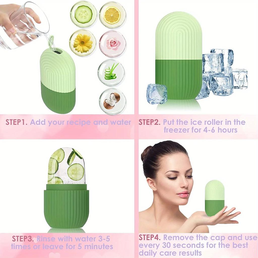 Facial Beauty Ice Grid, Silicone Roller Mold, Ice Ball Tray and Ice Cubes In One, Lifting the Skin and Soothing Acne Redness