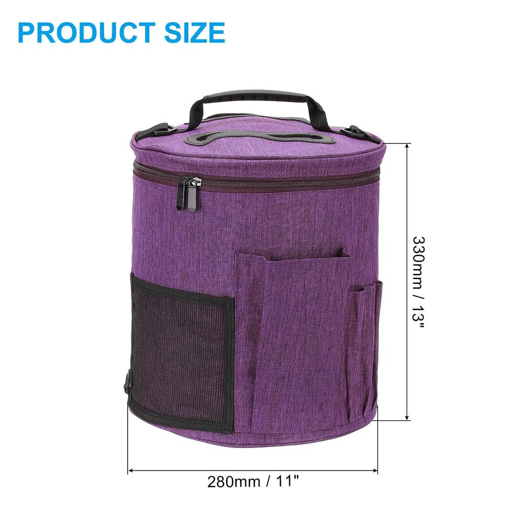 PATIKIL Knitting Large Size Knitting Organizer Strap Case Holder with Side Pockets for Crochet Supplies Needles Hooks Tools Purple Bag,