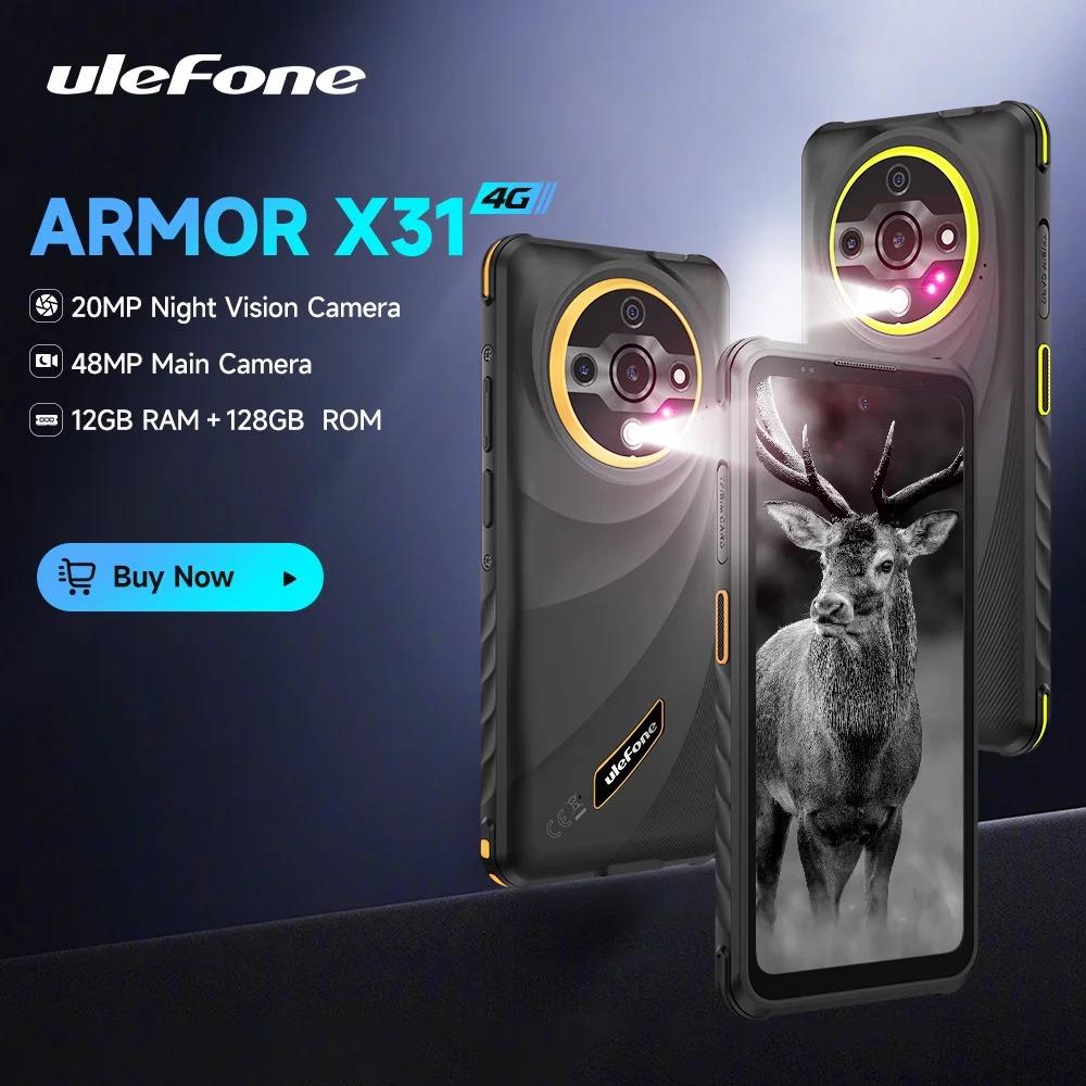 Ulefone Armor X31 4G Robustes Telefon 6,56” Android 15 Smartphone Bis zu 12 GB RAM 128 GB ROM 48 MP NFC Nachtkamera IR-Blaster Global