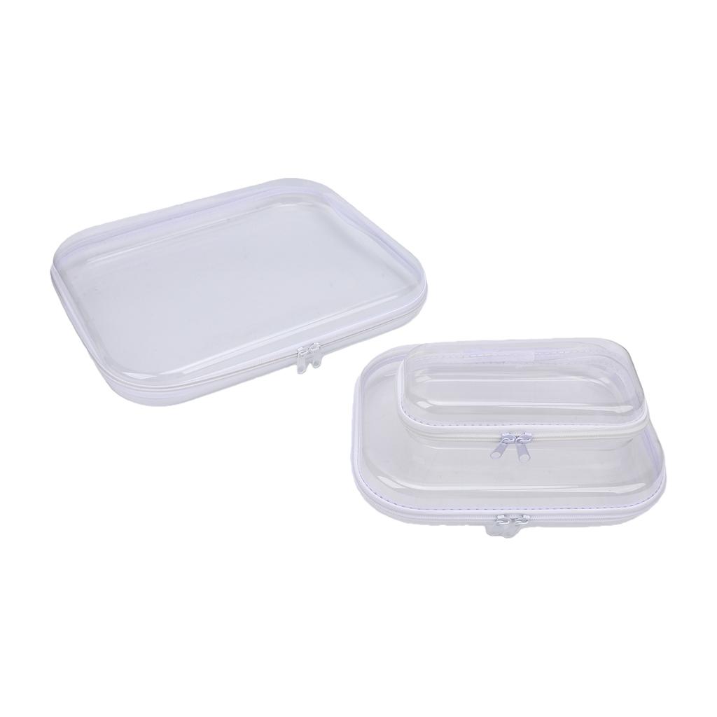 3 Stück PVC-Reißverschluss-Aufbewahrungsbeutel Hartschalen-Reiseorganizer-Set Groß Mittel Klein Transparent für Snacks Kosmetik