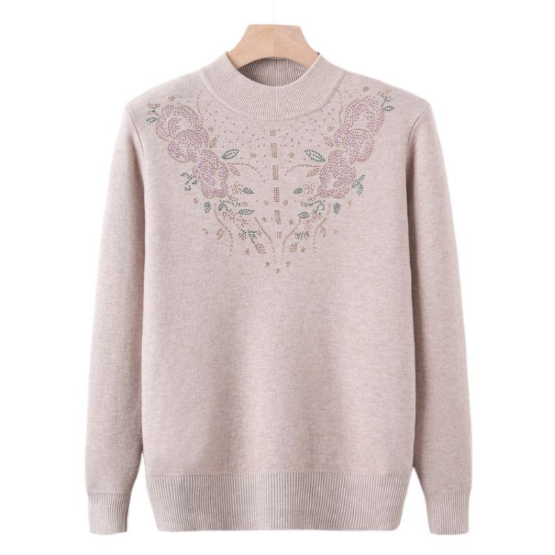 New mother's autumn and winter plush sweater medium and old women's clothing integrated plush warm bottoming shirt grandma autumn top