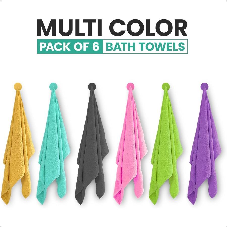 6Pack Bath Towels 30 X 60 Ultra Soft 100 Cotton Large Bath Towels Highly Absorbent for Bathroom Pool Gym Spa and Hotel Use Colo