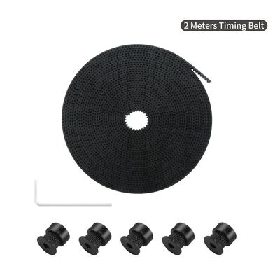 2 Meter GT2 Zahnriemen 6 mm Breite mit 5 Stück GT2 20 Zähne Riemenscheibenräder 5 mm Bohrung Inbusschlüssel für