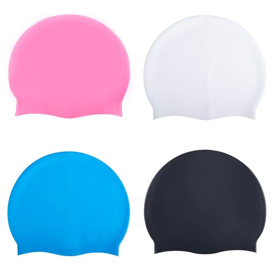Adults Silicone Swim Cap Non-slip Stretchy Waterproof Long Short Hair Swimming Hat