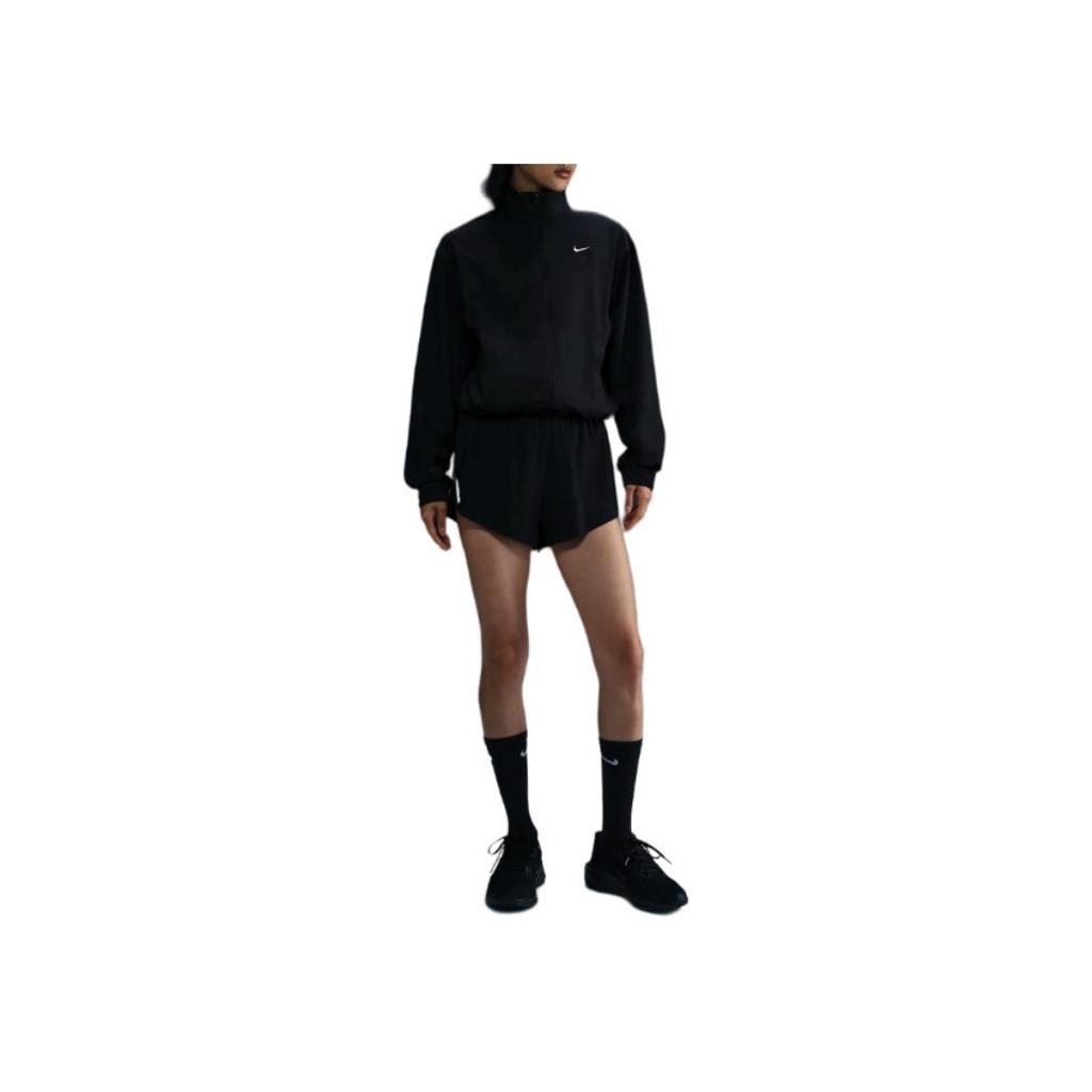 Nike Chaqueta de Manga Larga de Color Sólido con Bolsillos con Cremallera y Puños Elásticos Chaquetas de Mujer Negro HQ3368-010