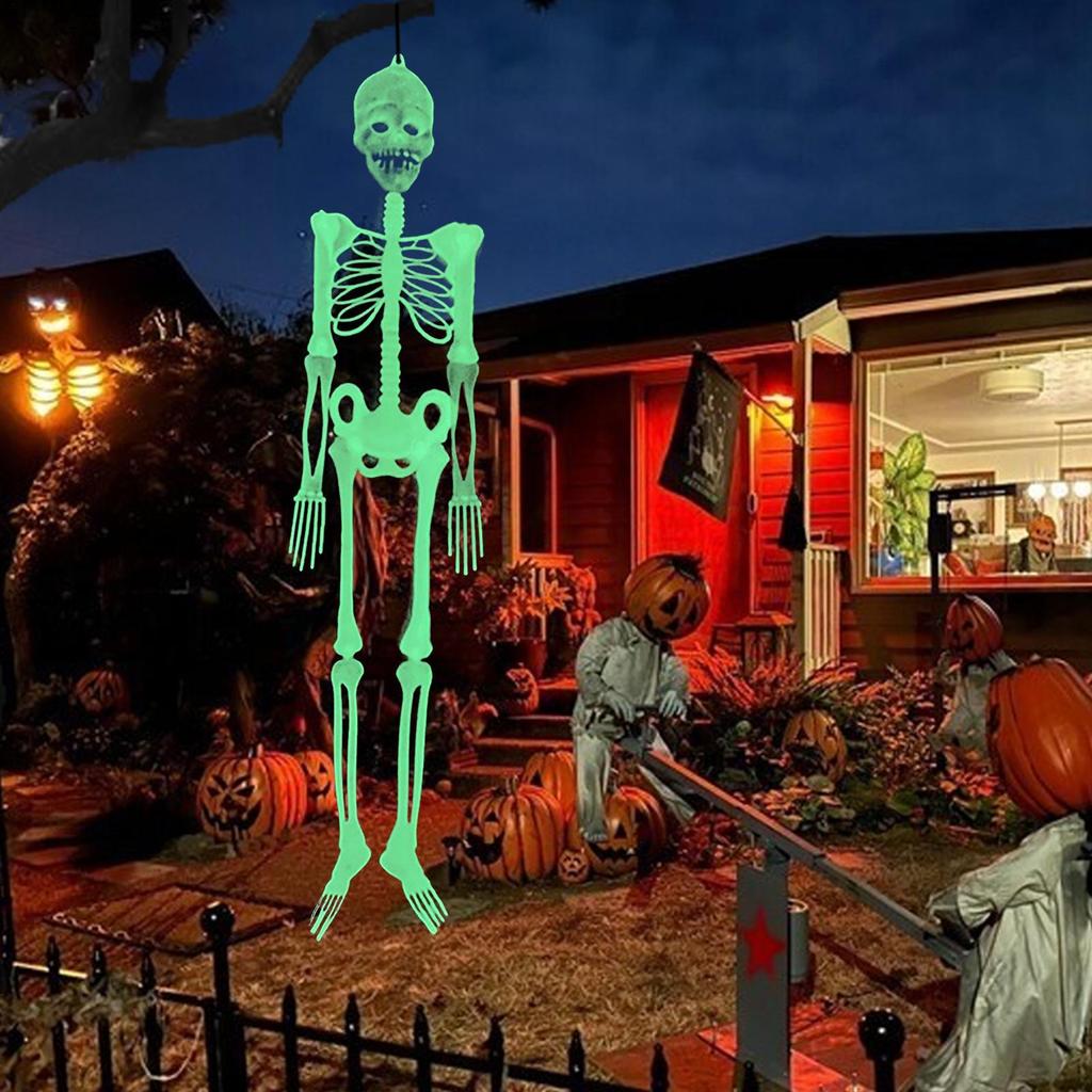 Skeleton Decor 5 Ft Glow In The Dark Skull Bones Halloween Hangable Skeleton Decorations For Party Yard Garden Wall Haunted