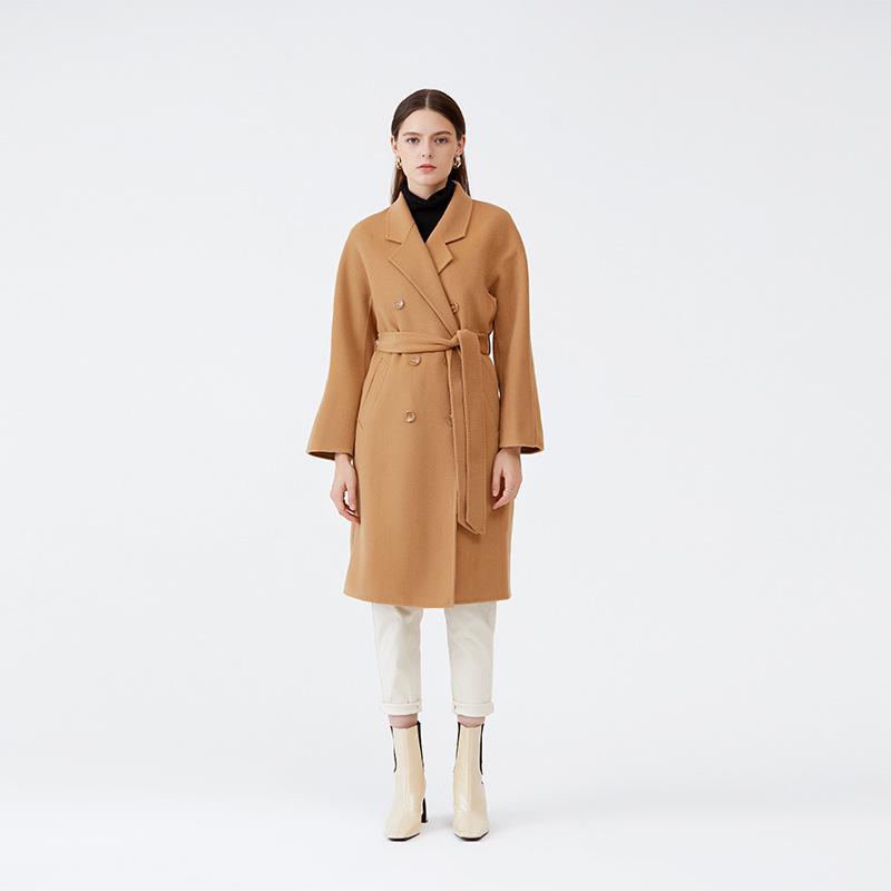Red Wool Double-faced Long Coat with Belt - Winter Fashion Outerwear