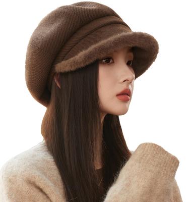 Casquette Hat for Flattering Sun UV Large Wide Adjustable Plain [SUBTRY] Women's Autumn/Winter [Fleece-lined Brim, Windproof, Warm, 360-degree