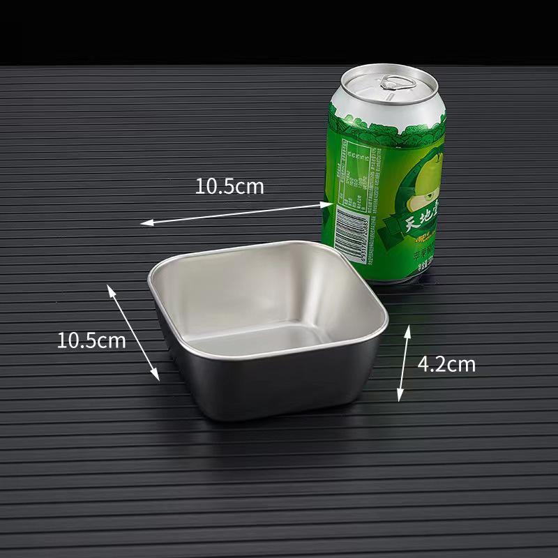 Korean Style Stainless Steel Square Plate for Fried Chicken, Snacks, French Fries, Cold Dishes, and Candy - with Ears
