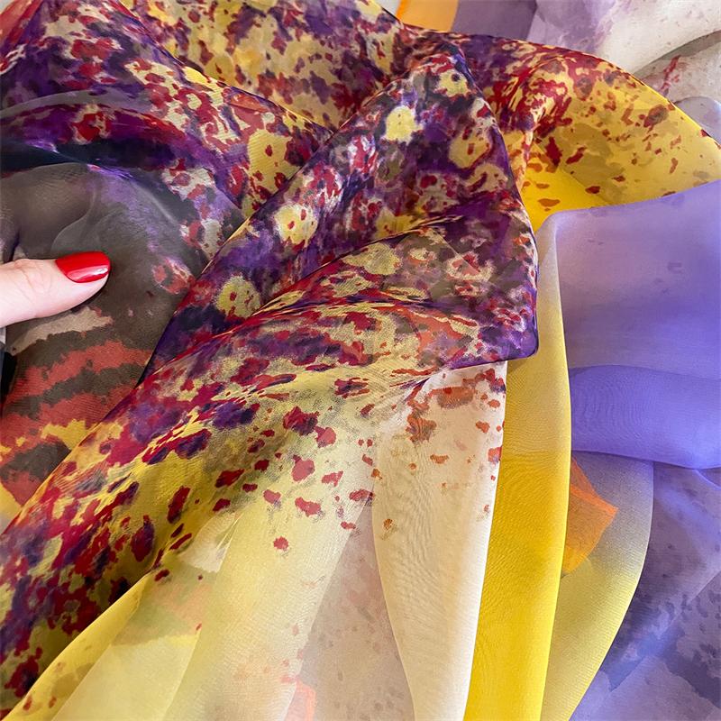 New Spring Summer Elegant Women's Korean Style Versatile Sunshade Anti-Sunshine Shawl Silk Scarf Simulation Silk Wrap