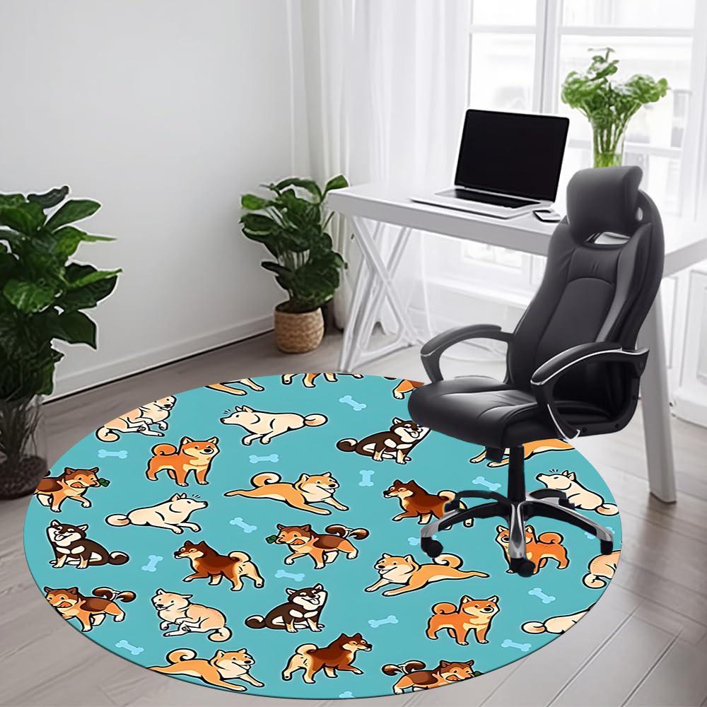 1PC Dogs Bones Cute Office Round Area Rug, Mat Suitable For Office, Under Office Chairs Bedroom Living Room Home Decor, Room Deco