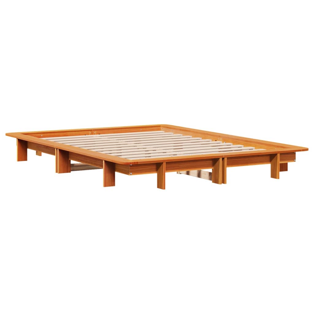 Vidaxl Bed Frame Without Mattress, Waxed Brown, 120X200 Cm, Solid Pine