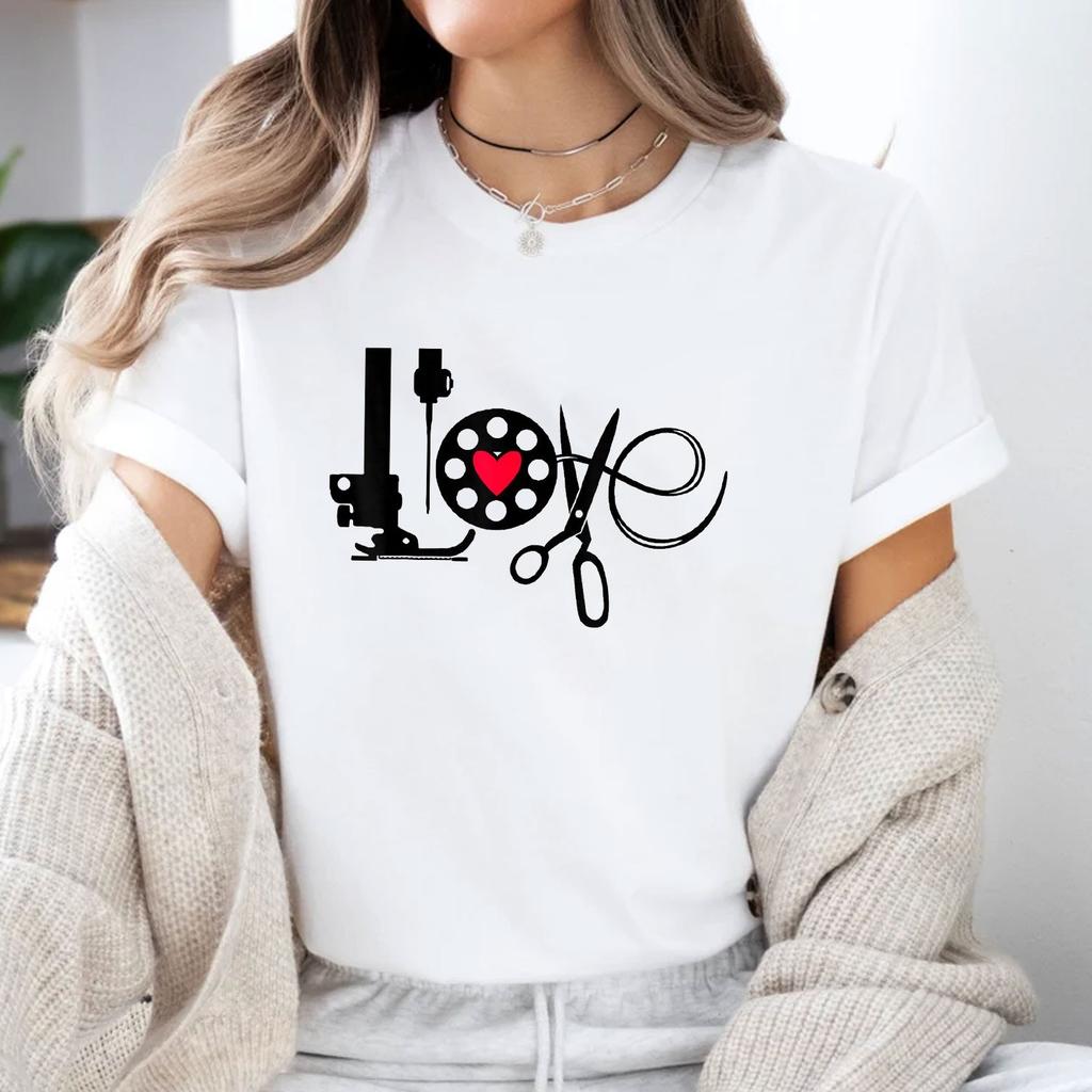Quilting Sewing Heart Love Shirt, Quilter Sewing Lover T-Shirt