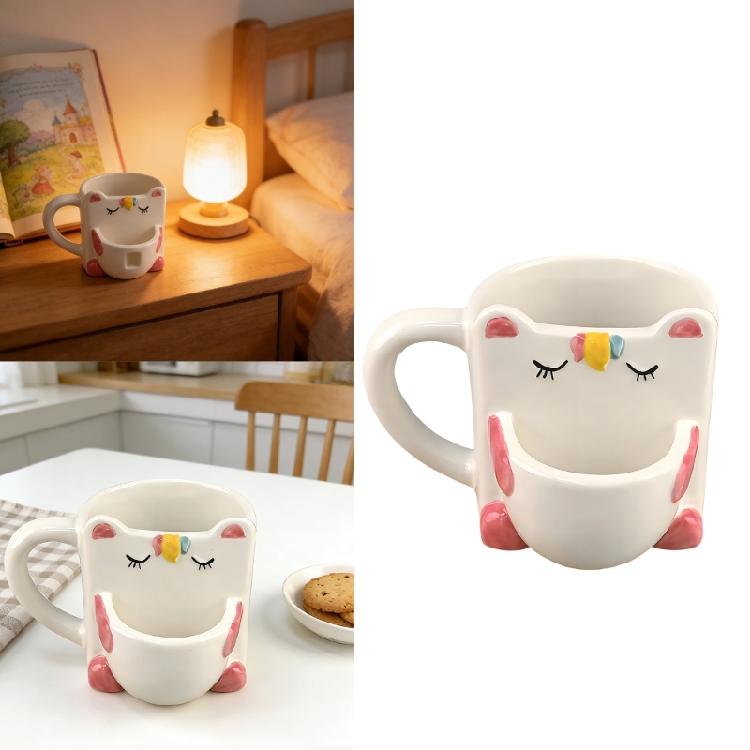 Large Capacity Drinking Cup with Ergonomic Handle Enchanting Ceramic Unicorns Coffee Mug For Daily Use