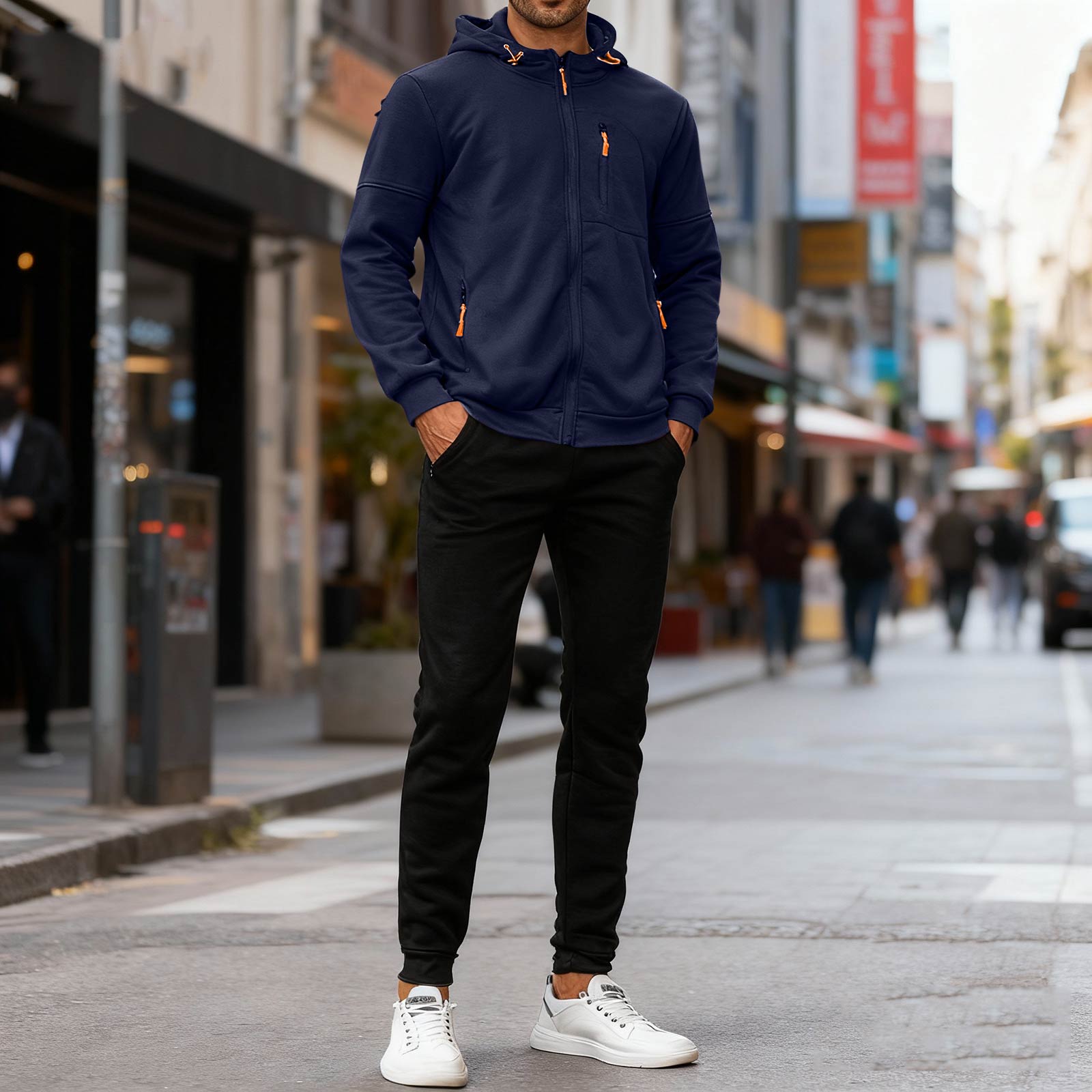 

Мужской спортивный костюм Мужской однотонный повседневный спортивный костюм Костюм-толстовка S тёмно-синий