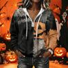 Felpa con cappuccio e stampa di Halloween da donna a maniche lunghe