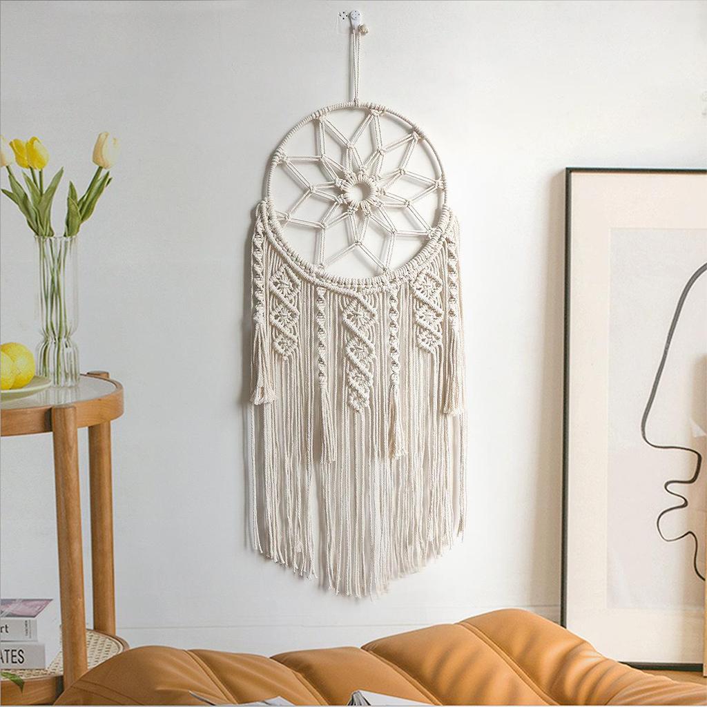 Hand-Woven Cotton Rope Sunrise Sunset Wall Tapestry for Room Décor