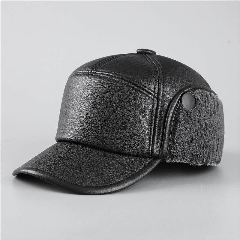 Hat Men's Winter Ear Protection Duck Tongue Baseball Cap Leather Hat Warm Windproof Grandpa Hat