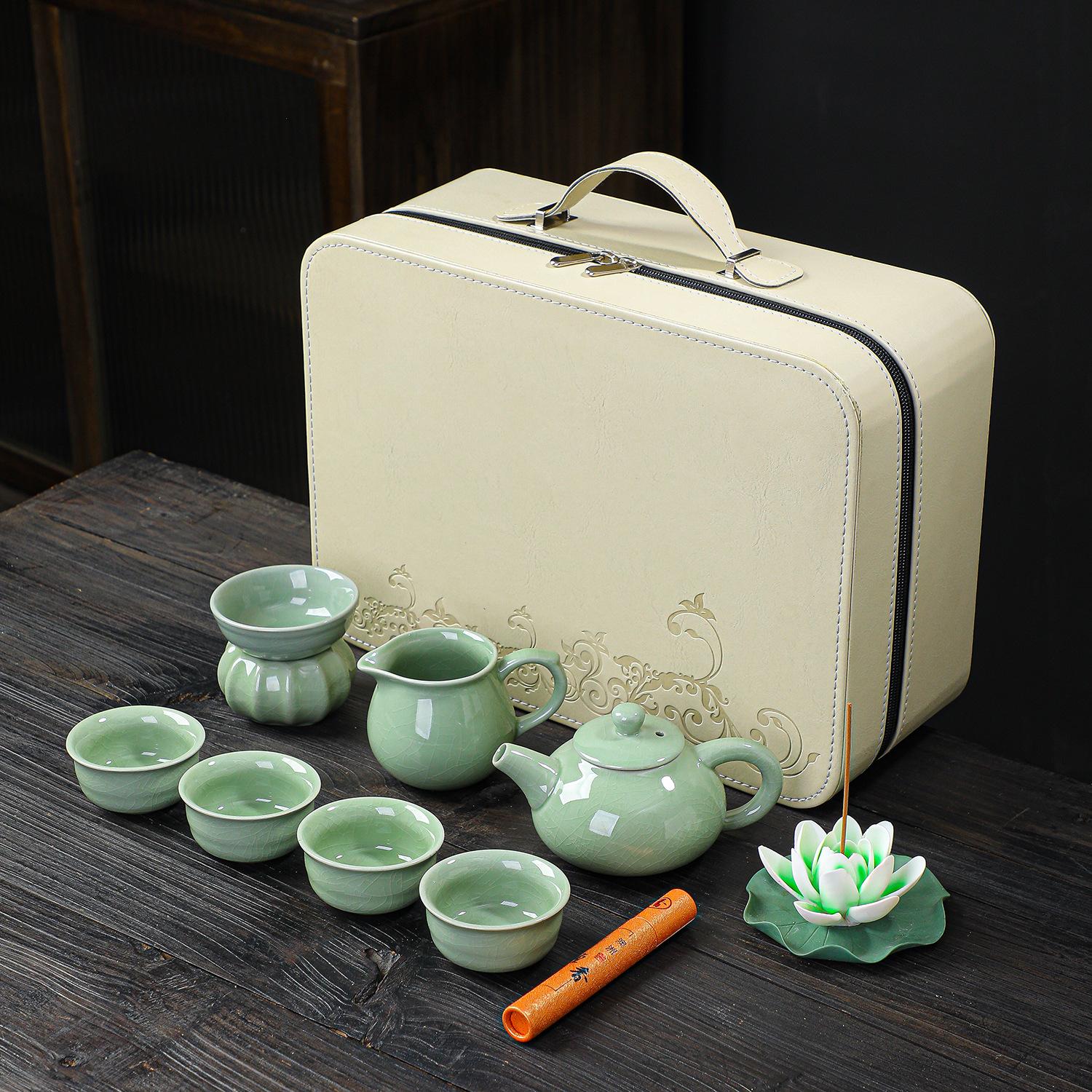 

Annual Meeting Practical Business Souvenir High-end Ice Suet Jade Tea Set Company Corporate Event Souvenirs
