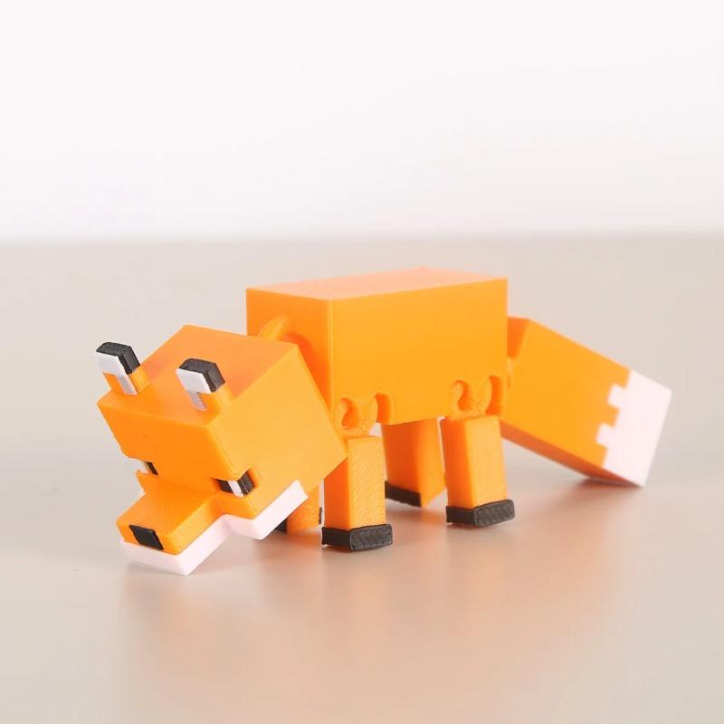1 PZ Volpe Pixel Pollo Animali Giocattoli Articolazioni Mobili Giocattoli Fidget Statuetta Decorazioni Scrivania Auto Casa Statua Regali