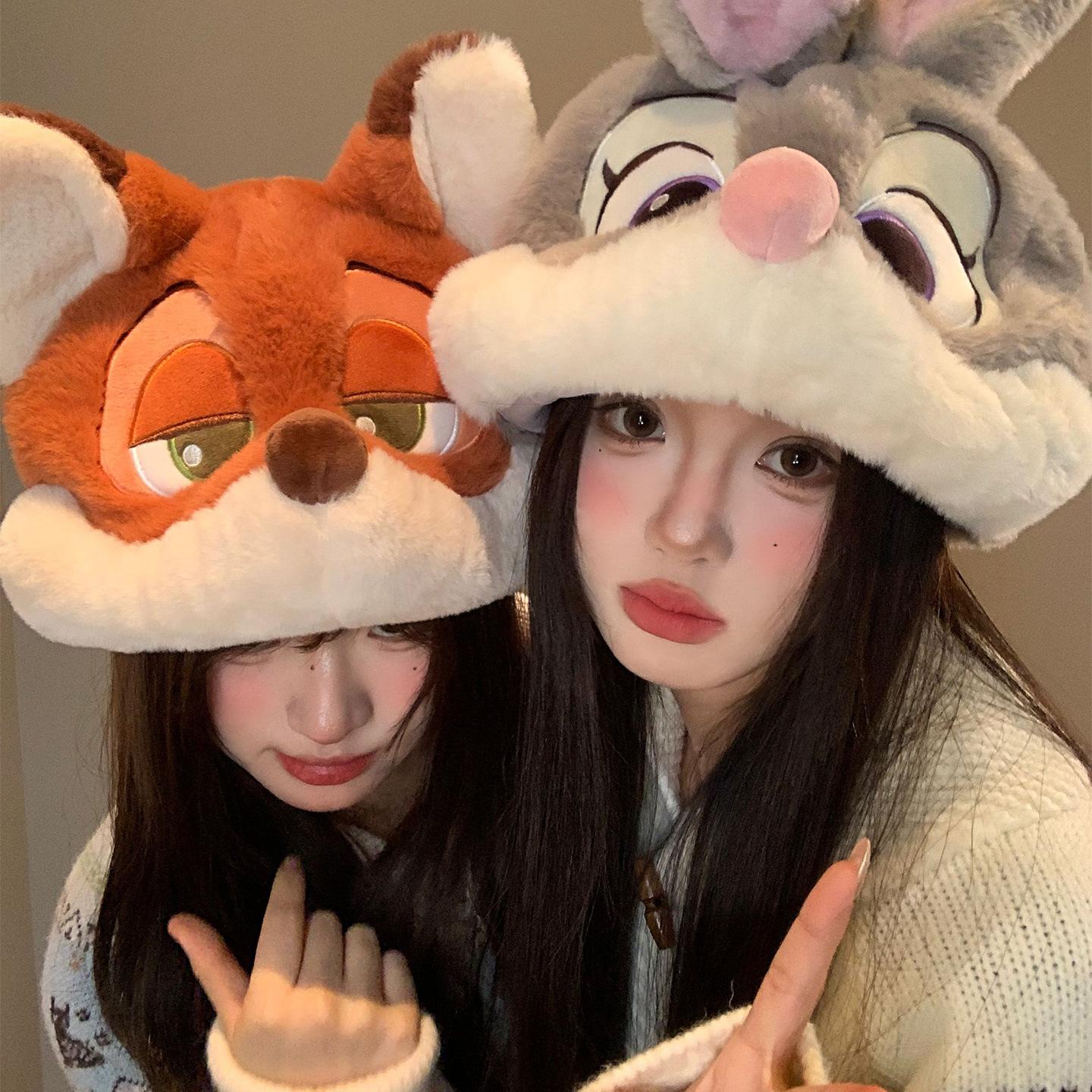 Non-Toxic Zootopia Cartoon Cute Plush Warm Hat Judy Nickelodeon Children Winter Anti Cold Earrings Doll Hat Christmas Birthday Gift