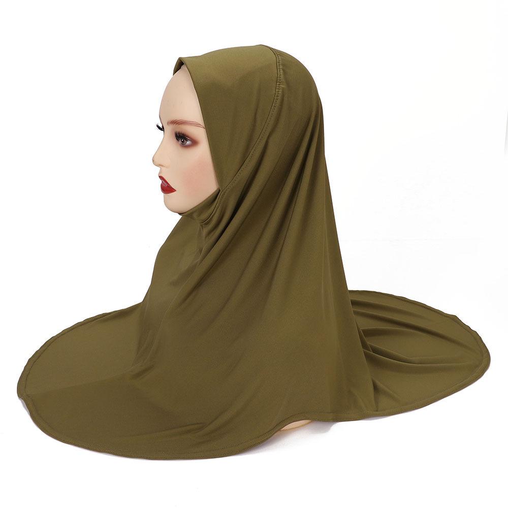 Malay Double Chin Undercap Muslim Women Solid Color Inner Scarf Islamic Instant Hijab Ladies Cap Crystal Hemp Bonnet Hat 80*55cm