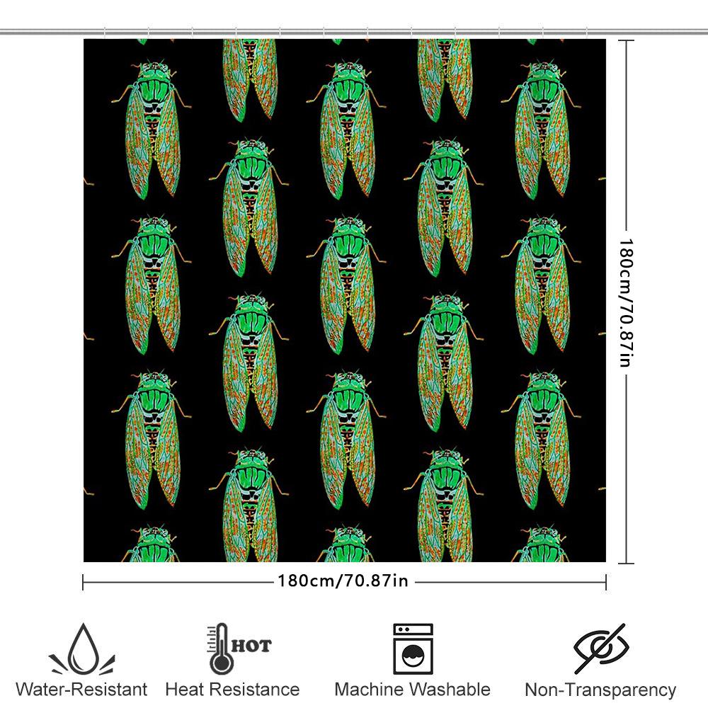 Cicada Shower Curtain Nature Insect Wall Art Bathroom Decor Tropical Forest Backdrop Vintage Chic Home Textile