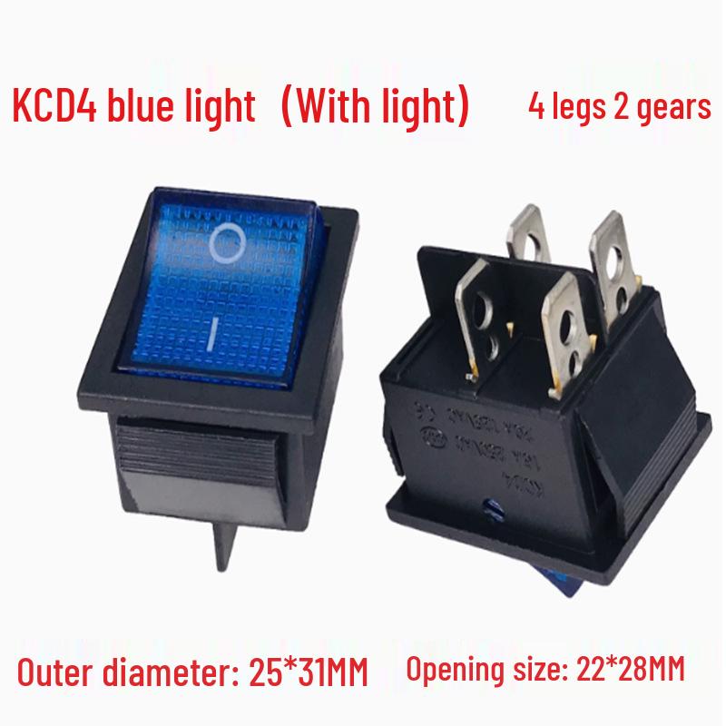 KCD4 Rocker Switch: 16A, 250V, 4/6 Pins, 2/3 Positions, with Lighted Reset Button