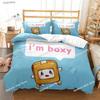 L-Lankybox Animated Movie All Season Bedding Set Printed single Comforter Duvet Cover Pillow Case 3 Pieces Sets Kids Adult Size