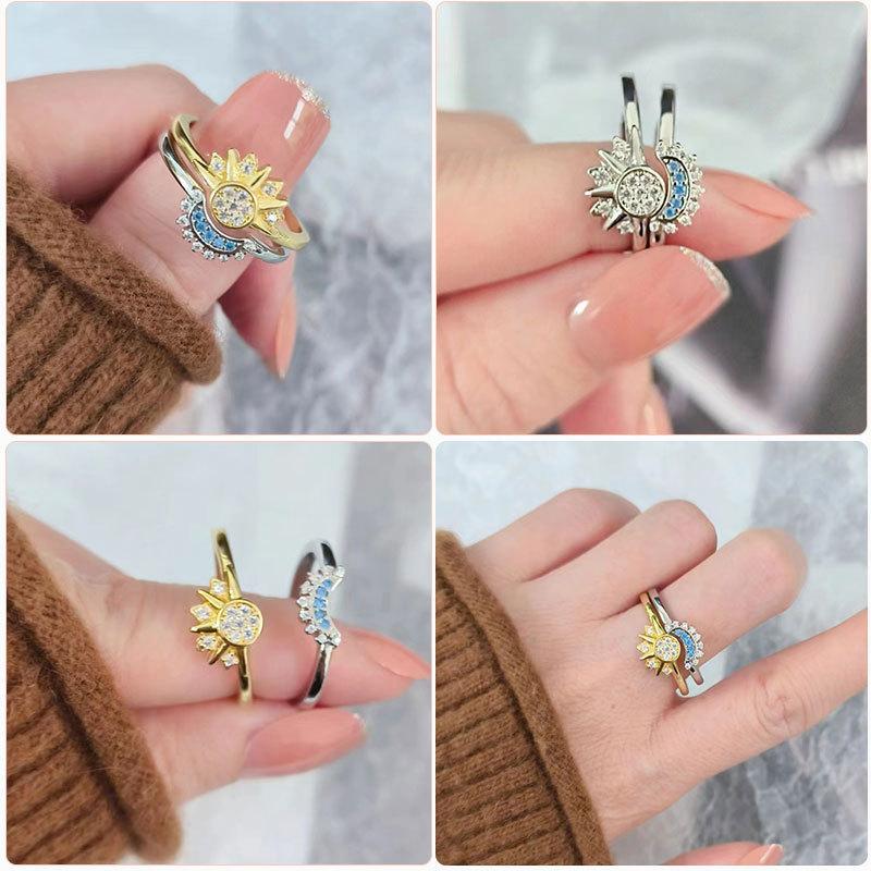 The Sun And Moon Can Be Stacked With Celestial Couple Rings, The Sun And Moon Are Shining Together, Friendship Commitment, Women'S Ring Set Ring
