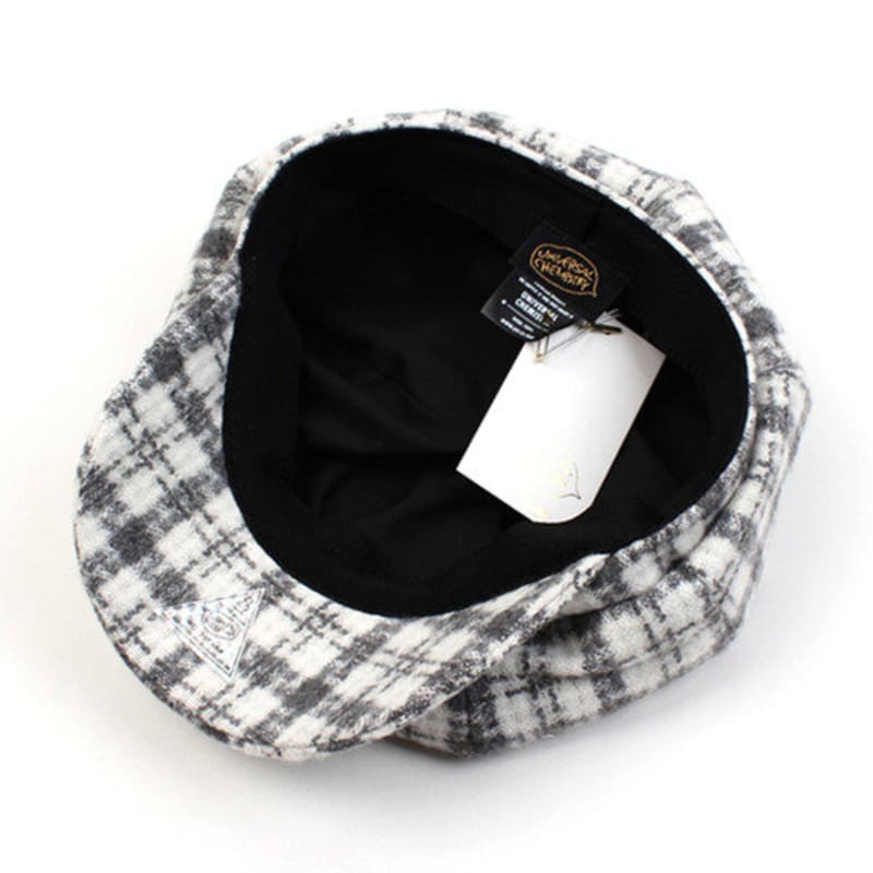 Universal Chemistry Soft Check Wool Gray Newsboy Cap