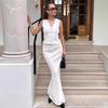 European and American Temperament V-neck Vest Suit Women's 1116 Autumn Commuter White Top Long Skirt Two-piece Women's Clothing