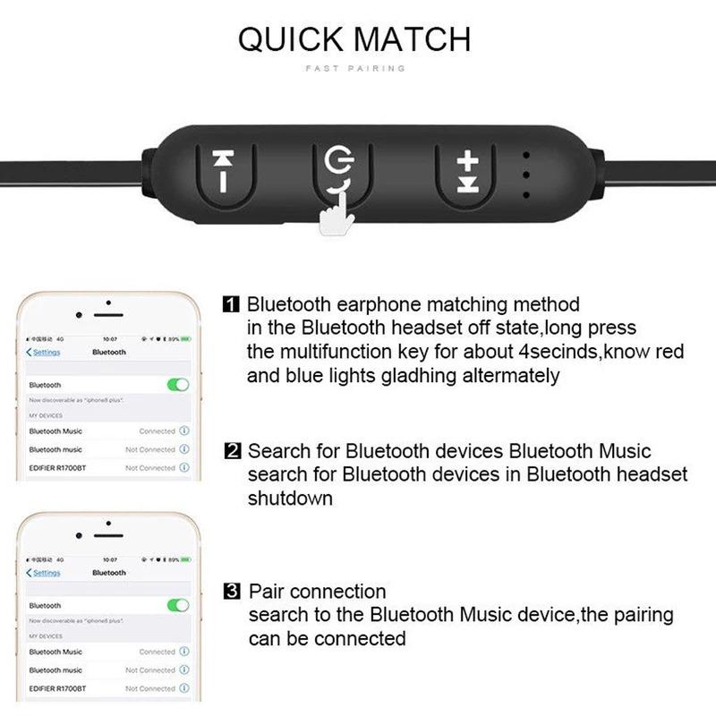 XT11 sports magnetic Bluetooth earphone in ear wireless neckband headphones stereo music headset with mic for samrtphones