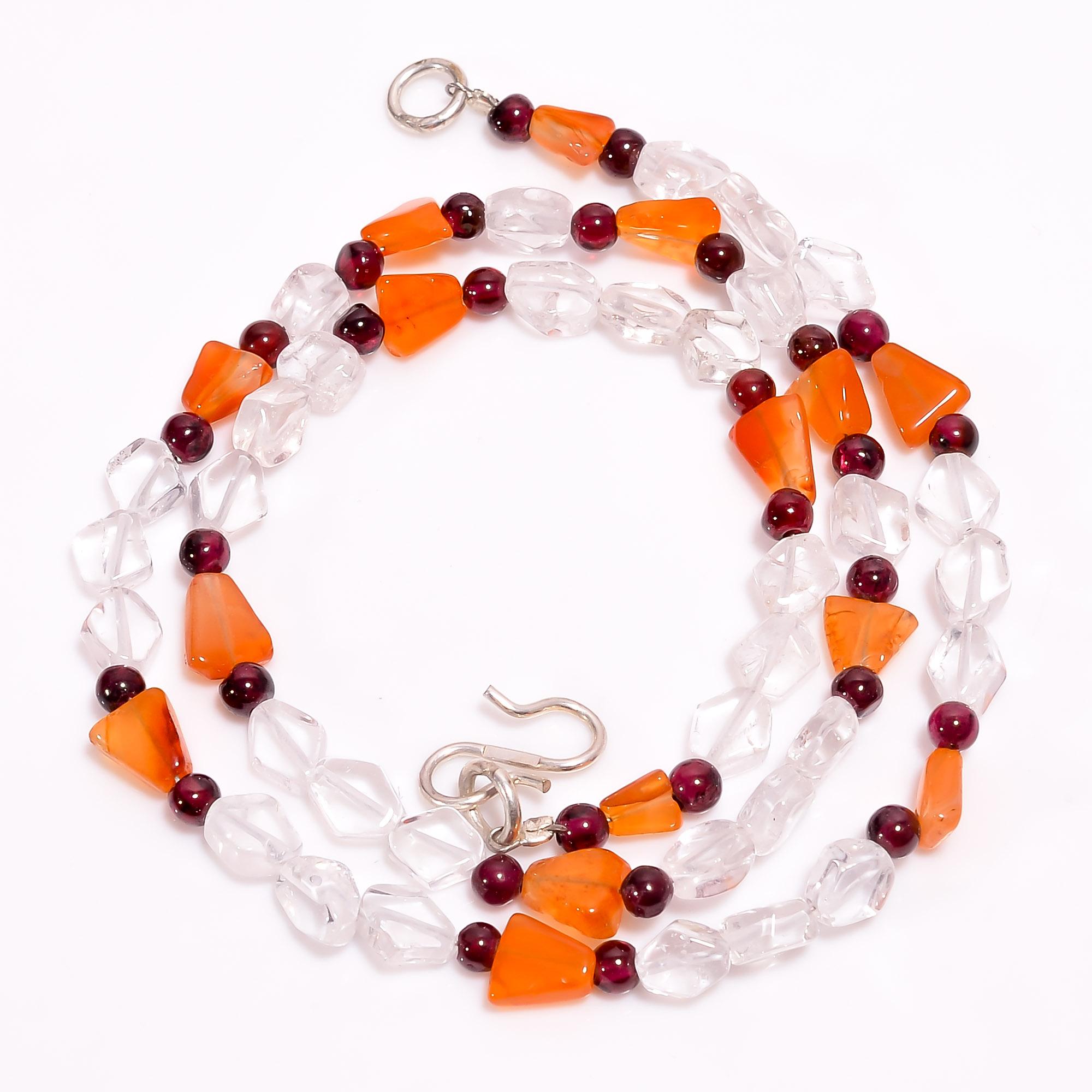

Natural Crystal Carnelian Garnet Mix Shape Smooth Beads Necklace 4-9 mm 17.5 UB-8473