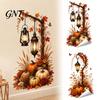 Pegatinas de Ventana de Acción de Gracias Calabaza de Otoño Farola y Hojas de Arce Pegatina de Pared, Pegatinas Adhesivas Autoadhesivas de Cosecha de Otoño de PVC Impermeable Decal,