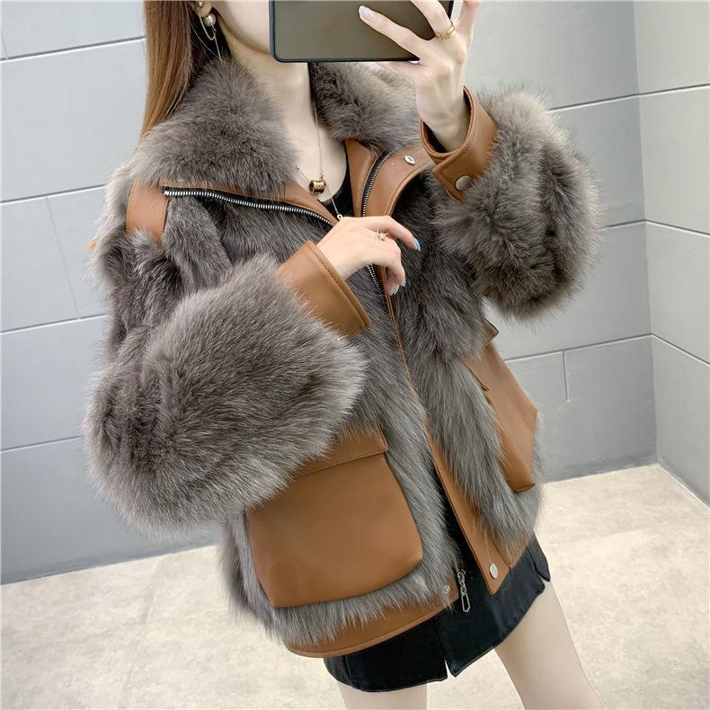 Winter Faux Fur Coat Women Korean Style Short Warm Fashionable Jacket