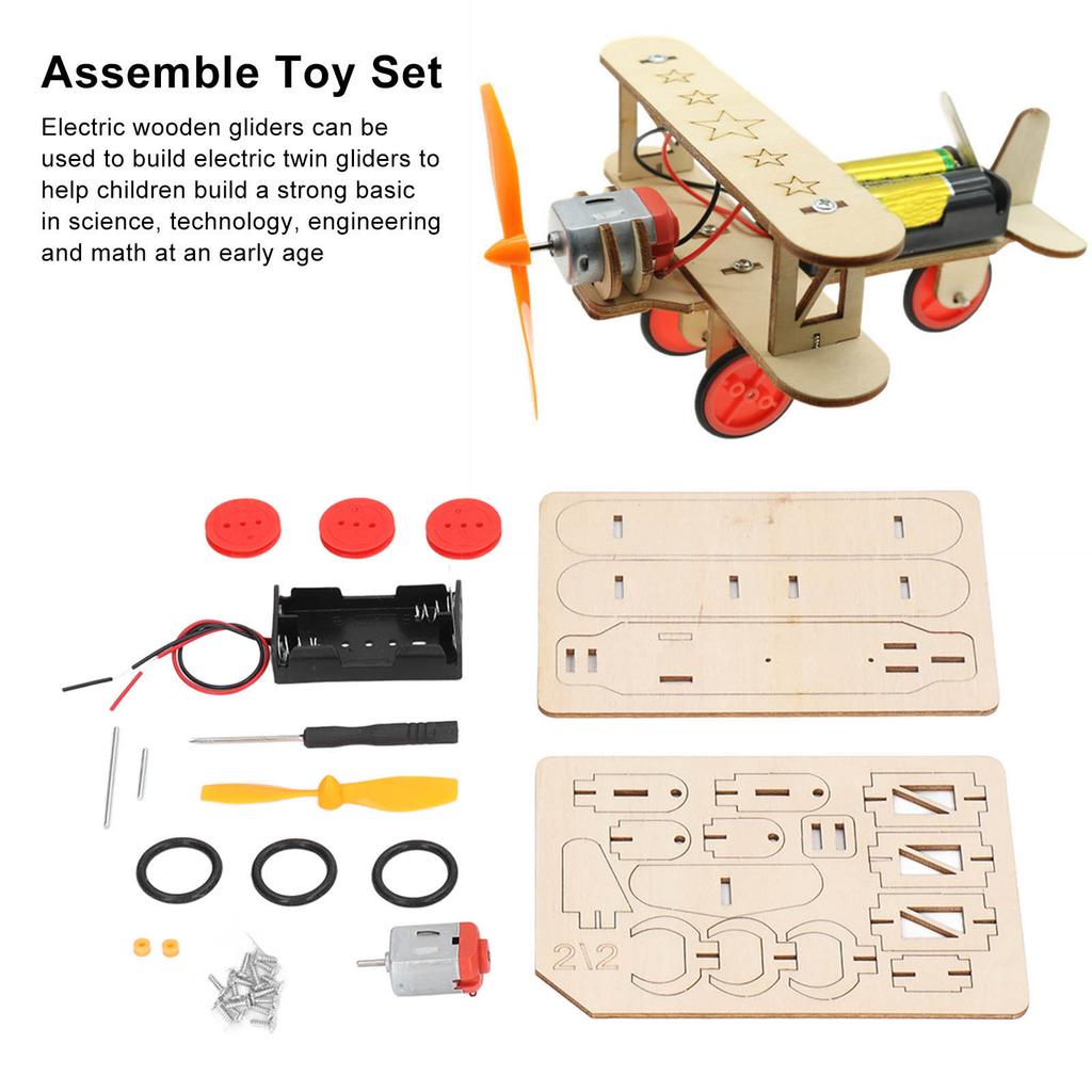 Electric Wooden  Aircraft Handmade Diy Model Assembly Toys For Children'S Science Experiments Handmade Diy Model Assembly
