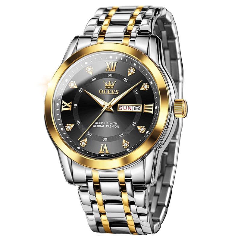 

OLEVS watch men s Popularity black brand quartz calendar waterproof watch for men stainless Fashionable [product]