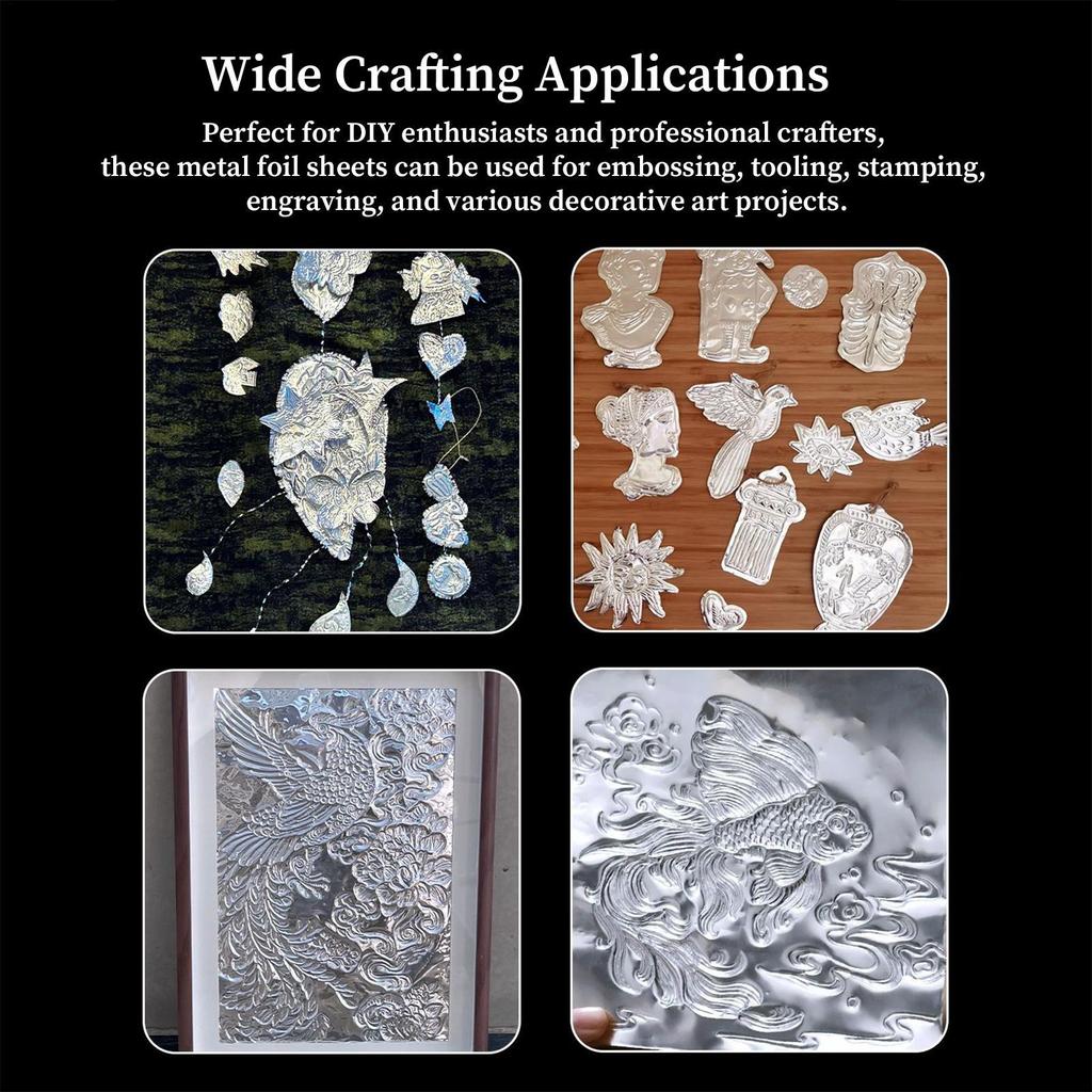 Gold Foil Paper 5-Piece Heavy Duty 12x12inch Foil Embossing Tin Sheets For Crafting For Painting Engraving Mounting Tooling