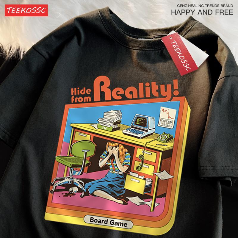 Hide From Reality Board Game Printing T Shirts Men Women Fashion Loose Cotton Tee Soft Summer Casual Oversized Tshirt Couple
