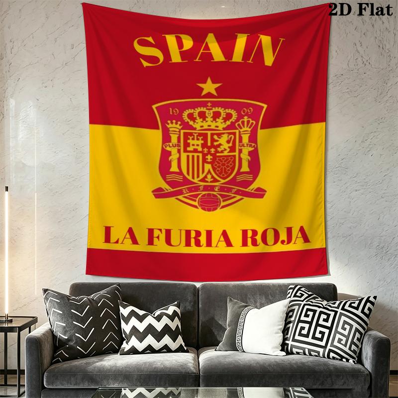 Spain National Football Team Wall Tapestry Aesthetic Wall Hanging Printed Fabric Blanket Decorative Tapestries for Bedroom Living Room Home Decor