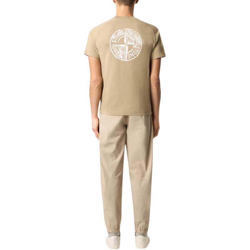STONE ISLAND Maglietta da Uomo con Logo, Vestibilità Slim, Girocollo, Manica Corta Raglan, Top, Giallo Sabbia K2S152100037S0241V009A