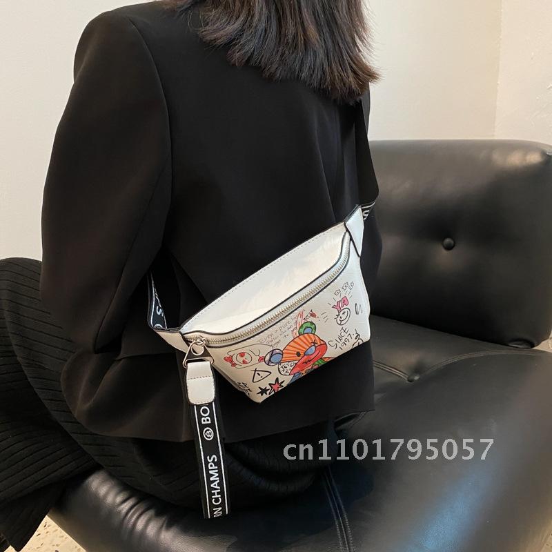 Colorful Graffiti Crossbody Bag Fashiable And Cute Small Chest Bag Waist Bag, Casual Trampoline Bag, Shoulder Bag Backpack