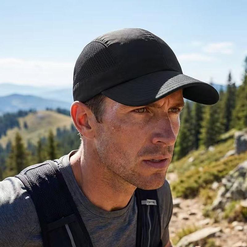 Men Summer Thin Quick Dry Baseball Cap Breathable Light Outdoor Casual Peaked Cap UV Protection Sun Round Top Hiking Travel Caps