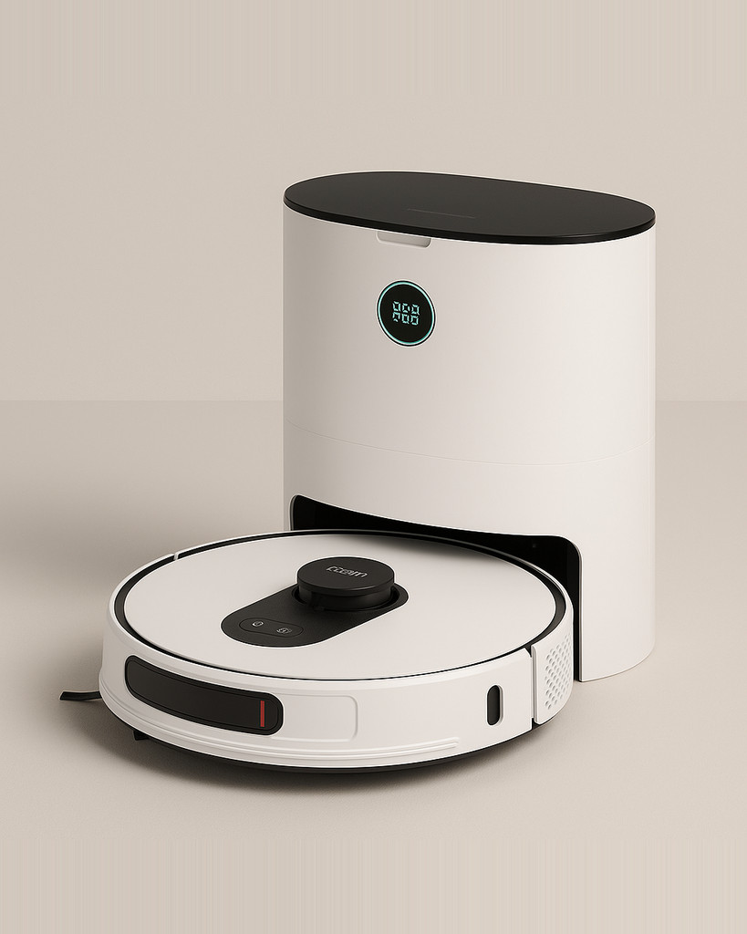 Remis à neuf:  Aspirateur robot ROIDMI EVE MAX avec station de vidage automatique, aspiration maximale 5 000 Pa, fonction nettoyage, sac à poussière 3 L